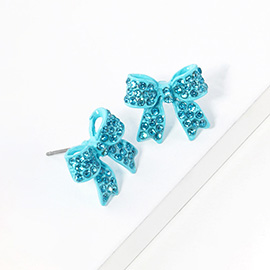 Pave bow stud earrings