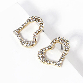 Crystal Heart Cut out Stud Earrings
