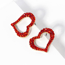 Crystal Heart Cut out Stud Earrings