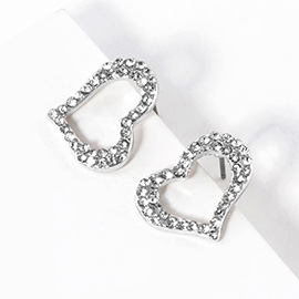 Crystal Heart Cut out Stud Earrings