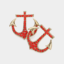 Stone Paved Anchor Stud Earrings