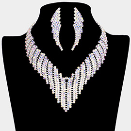Crystal Rhinestone Pave Jagged Collar Evening Necklace