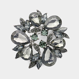 Glass Crystal Teardrop Wreath Pin Brooch