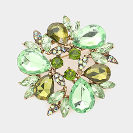 Glass Crystal Teardrop Wreath Pin Brooch