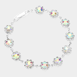 Round Crystal Rhinestone Rosette Evening Bracelet