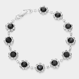 Round Crystal Rhinestone Rosette Evening Bracelet