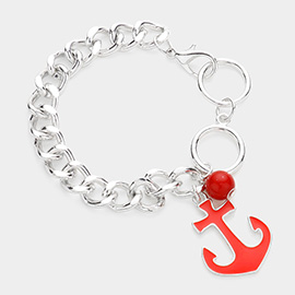 Enamel Anchor Charm Bracelet