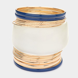 16PCS - Metal Resin Stack Bangle Bracelets