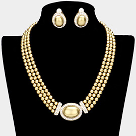 Rhinestone Trimmed Pearl Necklace