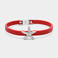 Faux Leather Starfish Detail Magnetic Bracelet