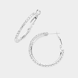 Crystal Rhinestone 1.3 Inch Hoop Earrings
