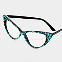 
Crystal Cat Eye Clear Lens Sunglasses 