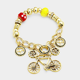 Bicycle Charm Stretch Bracelet