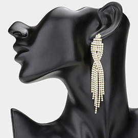Crystal Rhinestone Pave Fringe Evening Earrings