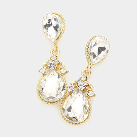 Victorian Teardrop Crystal Rhinestone Evening Earrings