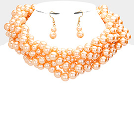 Twisted Multi-Strand Pearl Necklace
