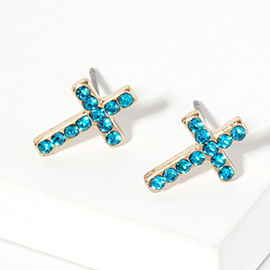 Crystal Cross Stud Earrings