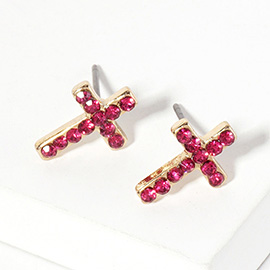Crystal Cross Stud Earrings