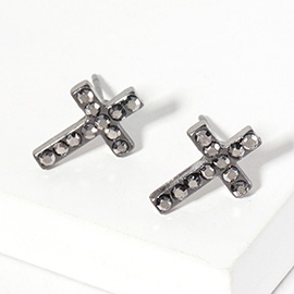 Crystal Cross Stud Earrings