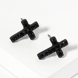 Crystal Cross Stud Earrings
