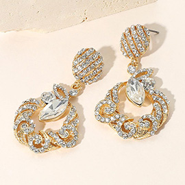Marquise Stone Accented Dangle Evening Earrings