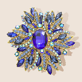 Glass Crystal Flower Brooch / Pendant