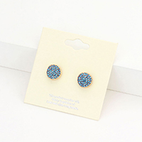 ROUND DISC PAVE STUD EARRINGS