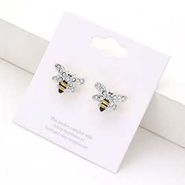 Crystal Bumblebee Stud Post Earrings