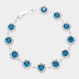 Round Crystal Rhinestone Rosette Evening Bracelet