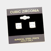 8 mm Square CZ stud earrings
