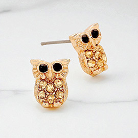 Crystal Owl Stud Earrings