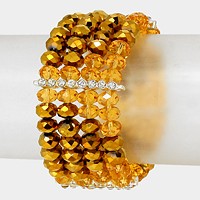 Glass & Metallic Bead Stretch Bracelet