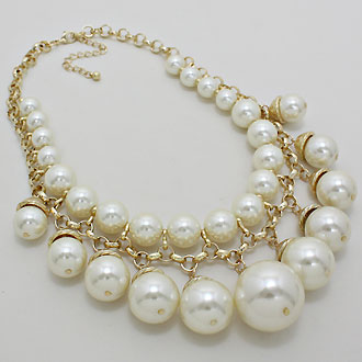 Chunky Pearl Drop Bib Necklace