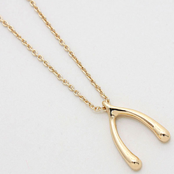 Gold Wishbone Pendant Chain Necklace
