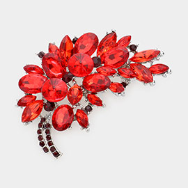 Glass Crystal Leaf Pin Brooch