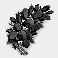 Glass Crystal Leaf Pin Brooch