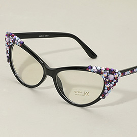 Bubbly Crystal Cat Eye Optical Glasses