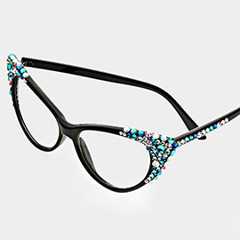 Bubbly Crystal Cat Eye Optical Glasses