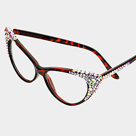 Bubbly Crystal Cat Eye Optical Glasses
