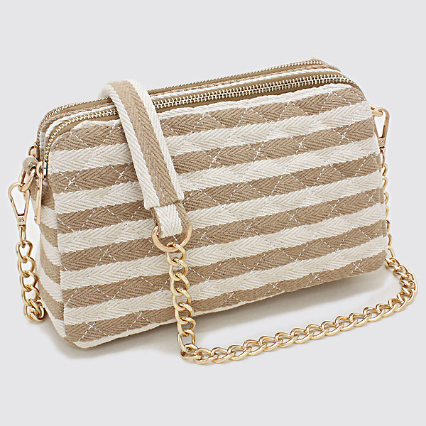 Quilted Square Stripe Fashion Bag