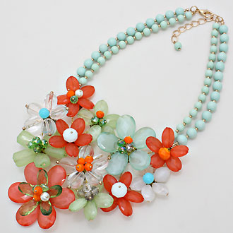 Faceted Acrylic Bauble Pearl Flower Necklace