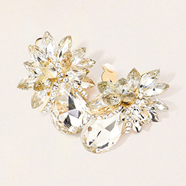 Teardrop Stone Accented Clip on Evening Earrings