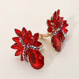 Teardrop Stone Accented Clip on Evening Earrings