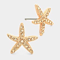 Crystal starfish stud earrings