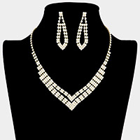 Crystal Rhinestone V-Neck Necklace