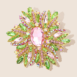 Glass Crystal Flower Brooch / Pendant