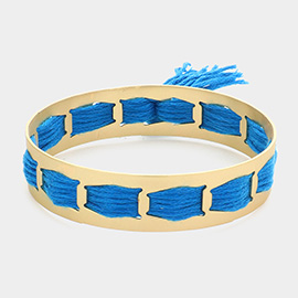 Woven String Fringe Bangle Bracelet