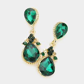 Victorian Teardrop Crystal Rhinestone Evening Earrings