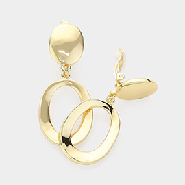 Metal Oval Hoop Clip on Earrings