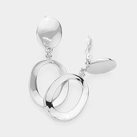 Metal Oval Hoop Clip on Earrings